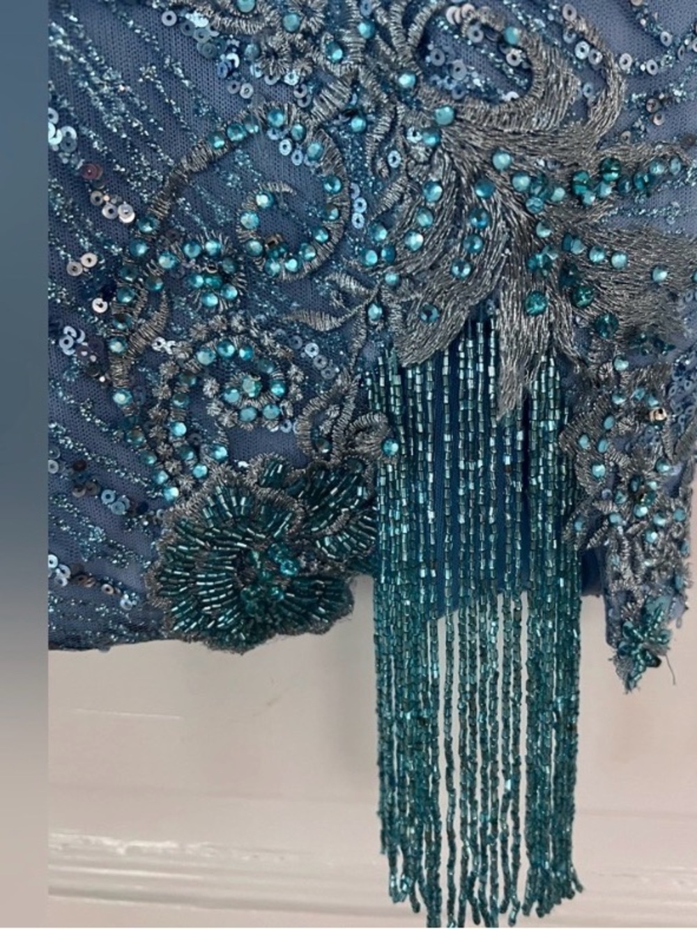 Portia and Scarlett Aqua Sequin V-Neck Mini Dress - Picture 4 of 6